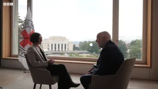 ICRC Presdient Mirjana Spoljaric speaks to the BBC's Jeremy Bowen